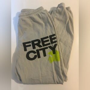 Freecity Light Gray Joggers with Black and Neon Green Accents